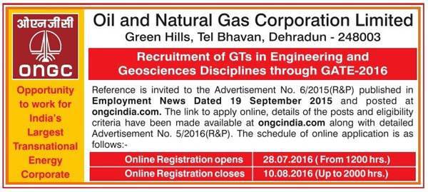 ONGC Recruitment 2016 Oil and Natural Gas Corporation Limited Recruitment 2016 for 417 Various Post
