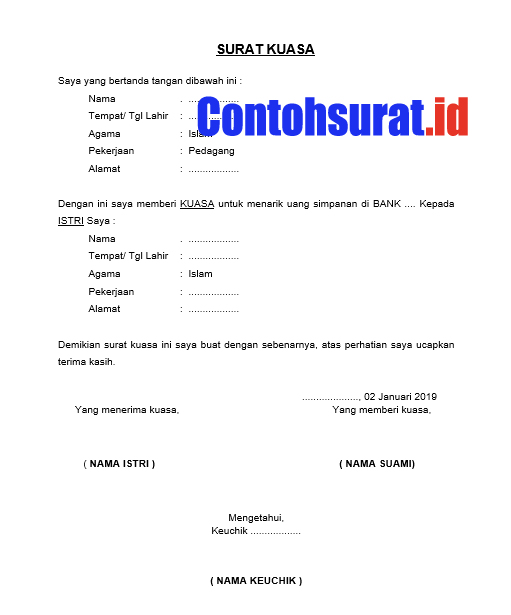 Contoh Surat Kuasa Pengambilan Uang Di Bank Mandiri Bri