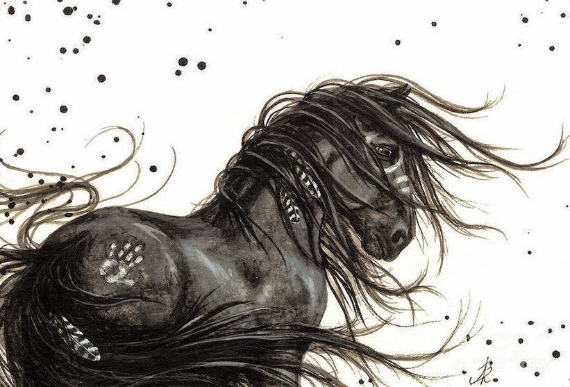 cuadros-de-caballos-con-crin-larga pinturas-en-acuarela-caballos-con-pelo-largo