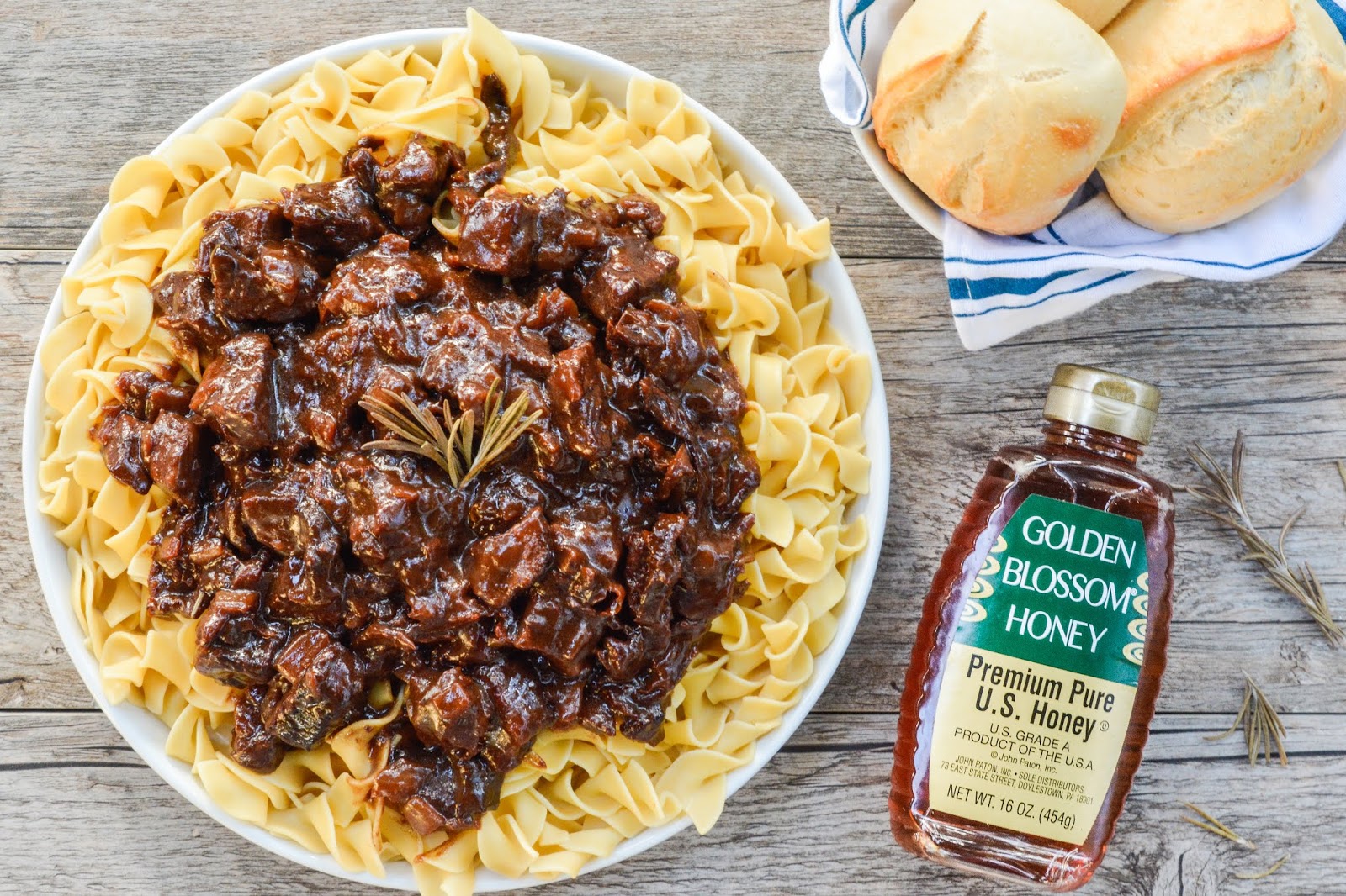 Theresa's Mixed Nuts Comforting Braised Beef Over Noodles