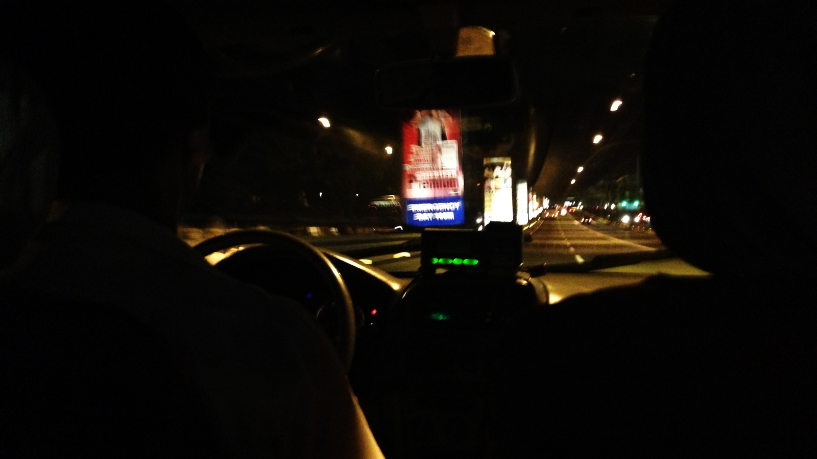 I was on a taxi last night. Note the meter is not turned on.