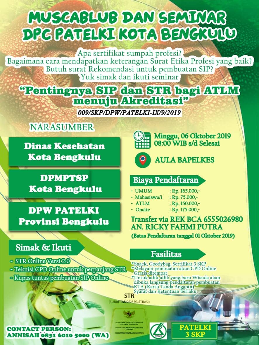 MUSCABLUB Dan Seminar DPC PATELKI Kota Bengkulu 2019