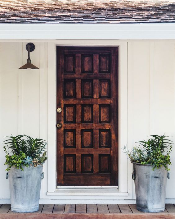 stained wood front door