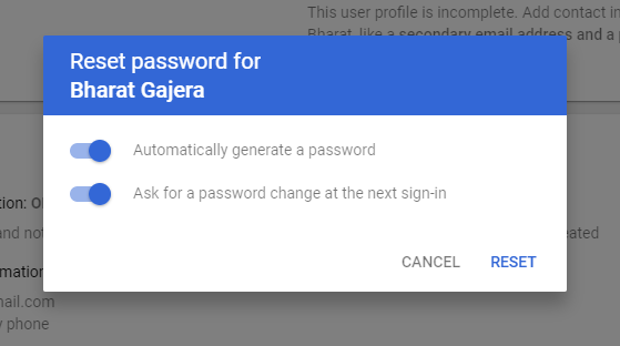 How to reset user's password in Google Workspace