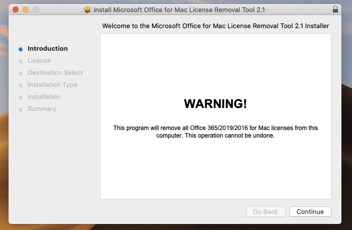 Outil de suppression de licence Microsoft Office pour Mac