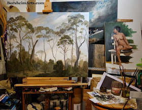 Tasmania landscape painting tree painting art studio artist's working space painter