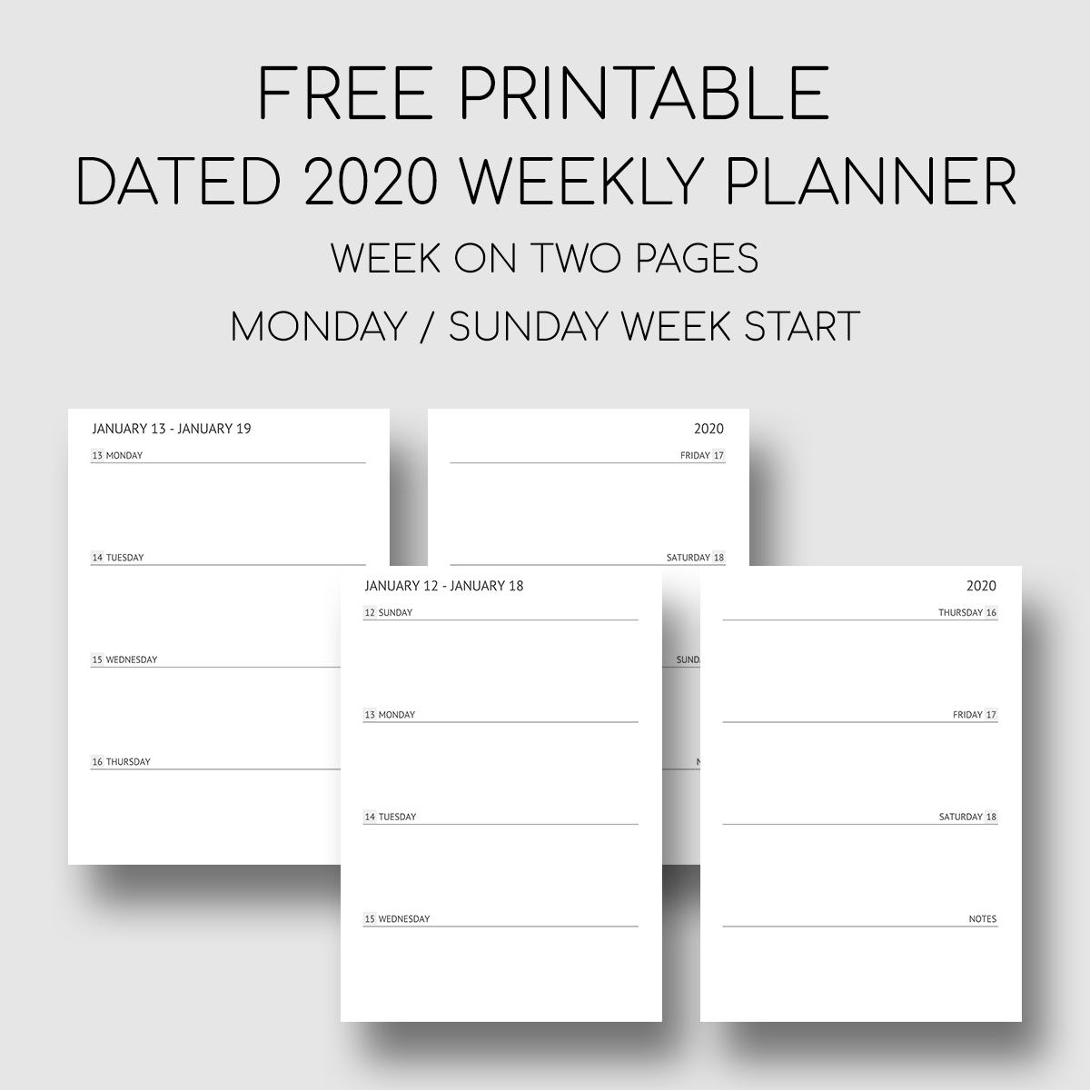 Printable Dated 2020 Weekly Planner