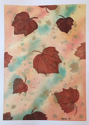 Aquarelle AleXa Heinze Feuilles automne