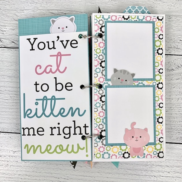 Kitty Cat Scrapbook Mini Album with flowers and cute cats