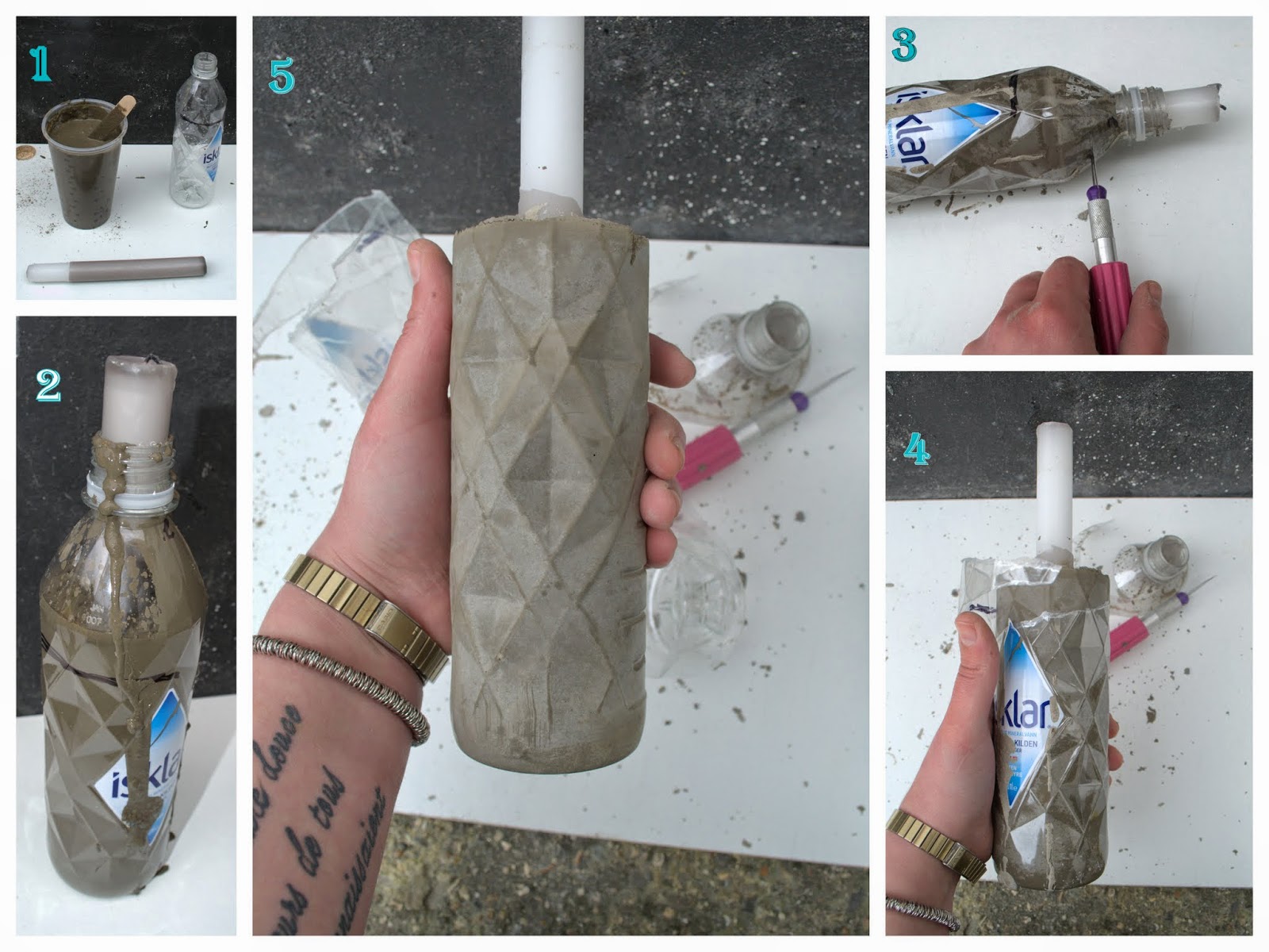 nostalgiecat Concrete vase DIY...from a plastic bottle