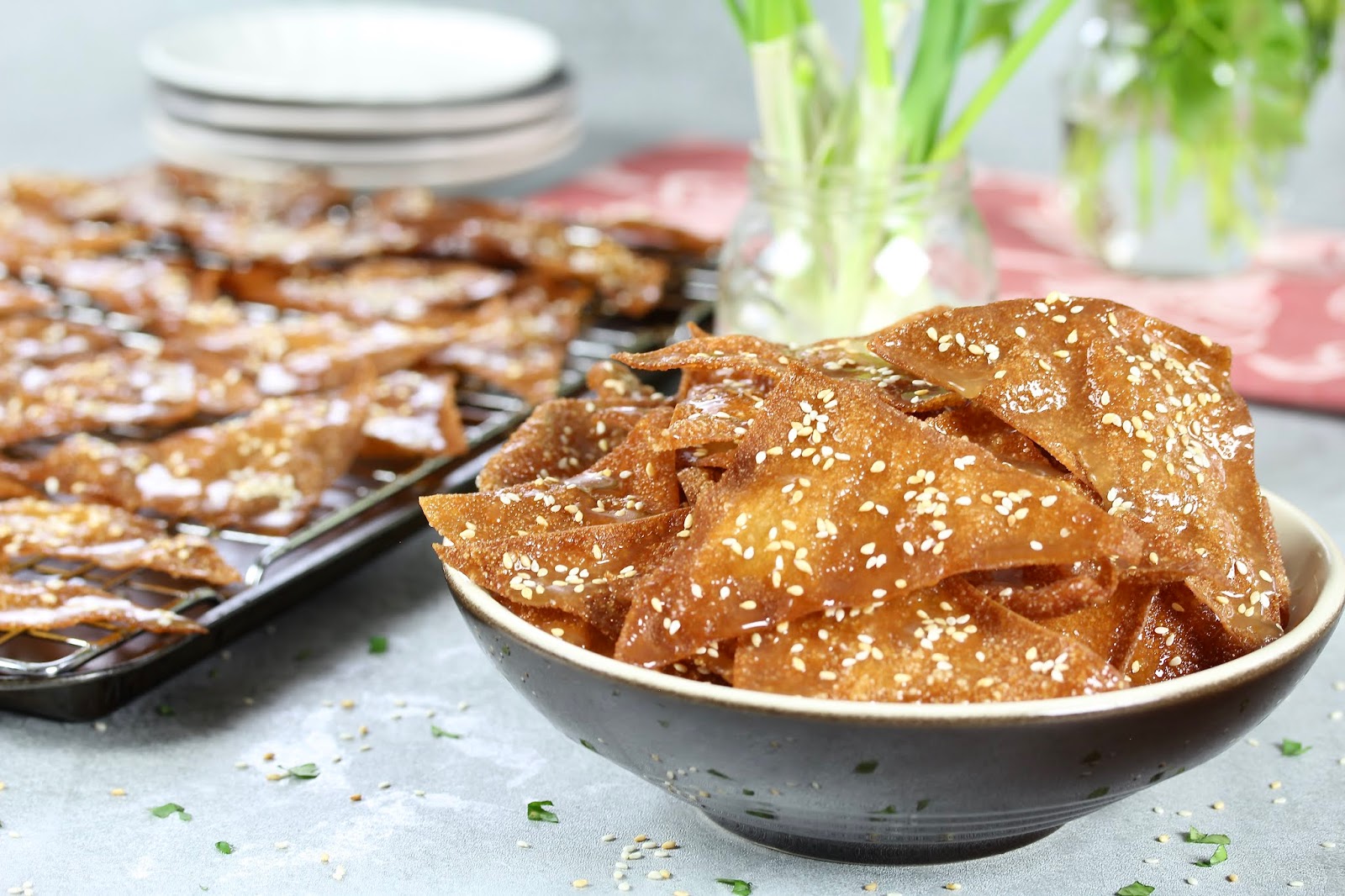 HONEY GLAZED FRIED WONTON CHIPS In Good Flavor Great Recipes