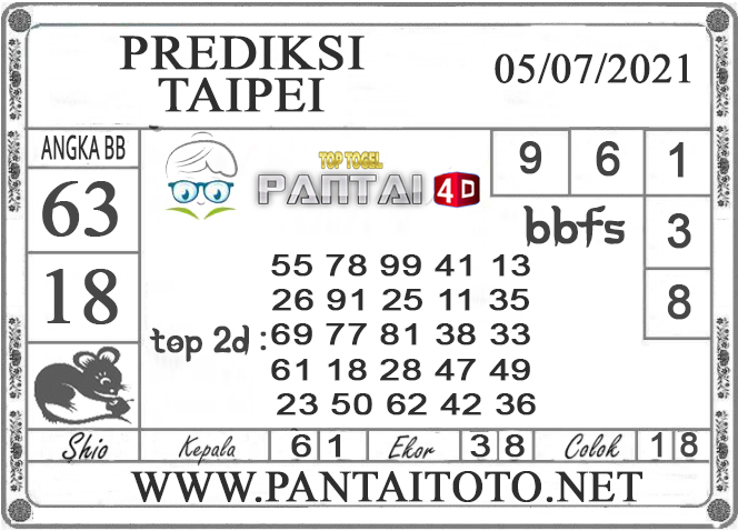 PREDIKSI TOGEL TAIPEI PANTAI4D 05 JULI 2021 PREDIKSI TOGEL TAIPEI PANTAI4D 05 JULI 2021