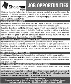 Shalamar Hospital Jobs 2021