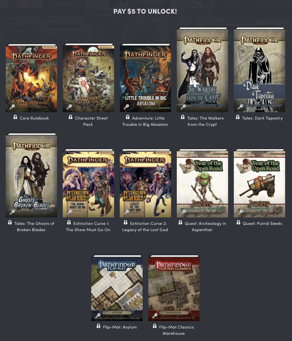 Tenkar's Tavern: Humble Bundle - Pathfinder 2e Core Rules & More