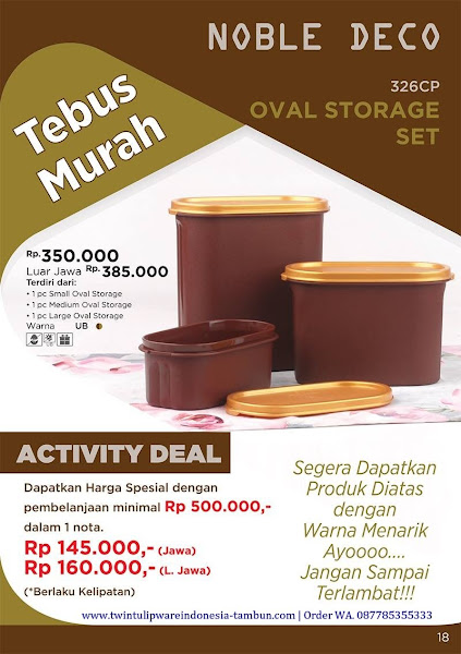 Tebus Murah Oktober 2017 :
NOBLE DECO
~ Oval Storage Set Tebus Murah Oktober 2017, Noble Deco, Oval Storage Set