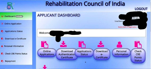 RCI E ONLINE Registration Portal Dashboard