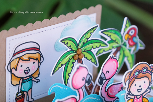 Sunny Studio Stamps: Fabulous Flamingos Coastal Cuties Sending Sunshine Fluffy Clouds Summer Themed Pop Up Card by Wanda Guess