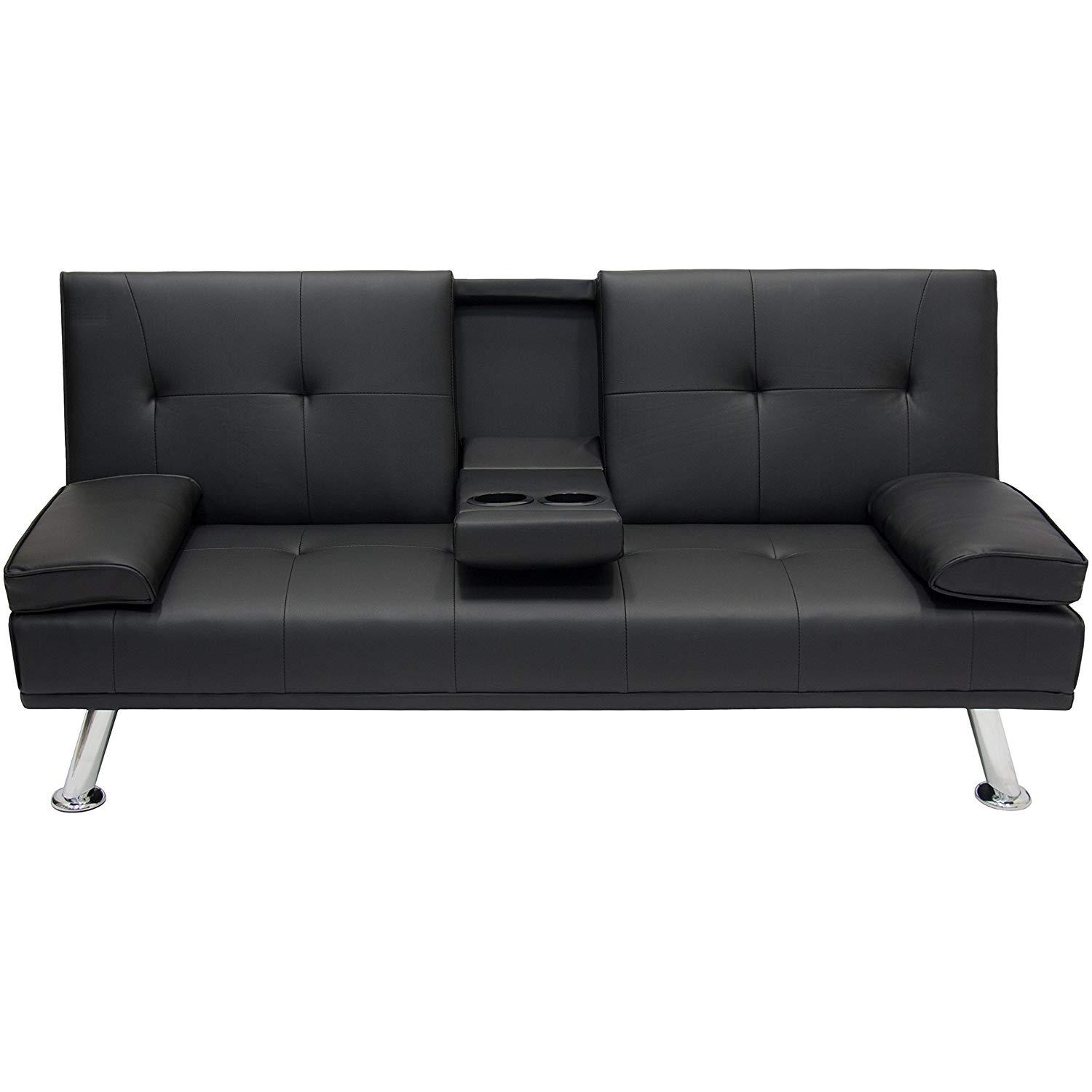 Modern Faux Leather Futon Sofa Bed with ChromeMetal Legs best