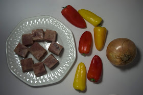 Brocheta de atún con pimientos y cebolla - ingredientes