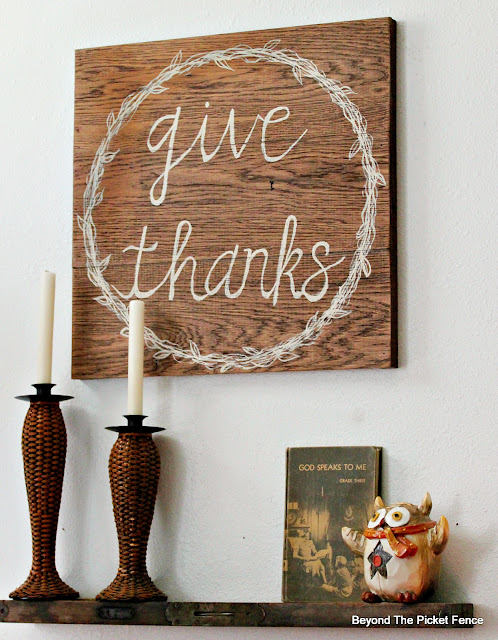 Hand Lettered Give Thanks Sign
