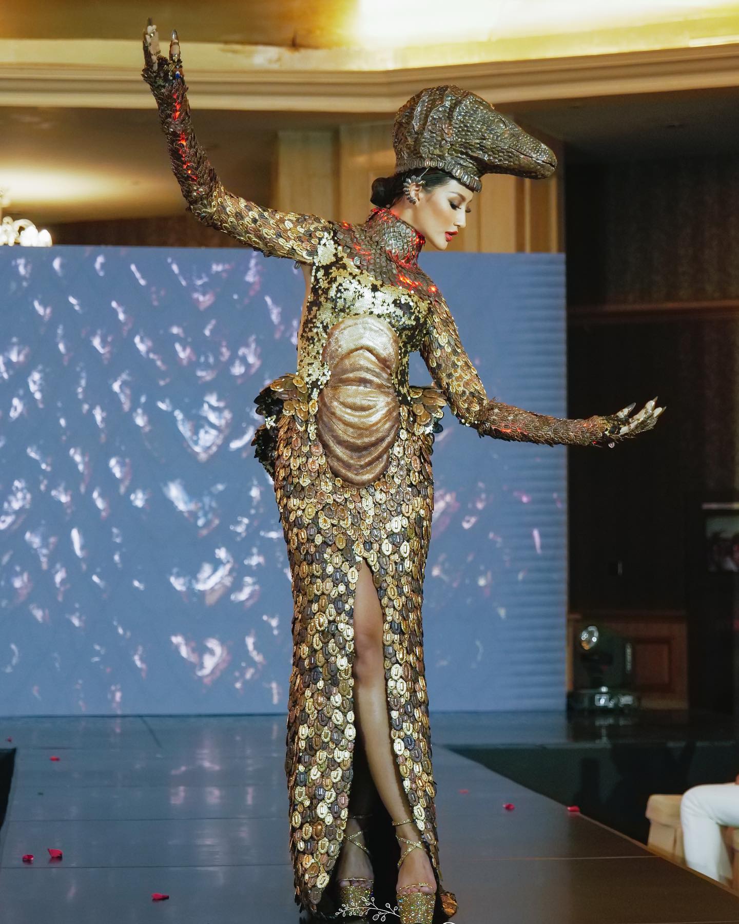 Indonesia's Ayu Maulida unveils 'Komodo dragon' national costume for