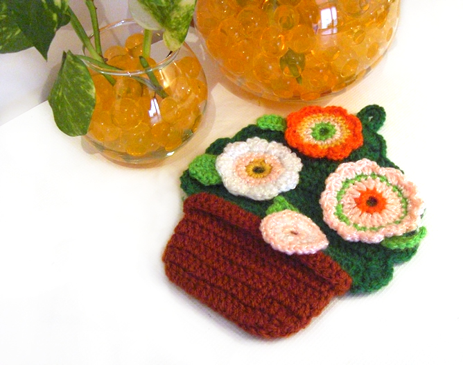 Crochet Colorful Crochet Pot Holder FlowerPot Pattern