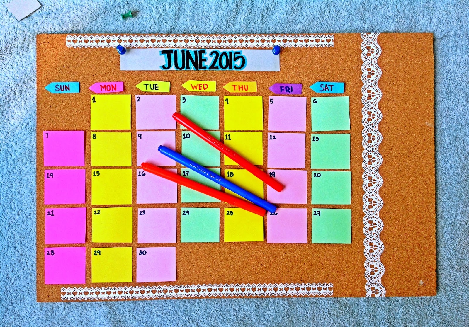 Paper Invader DIY Cork board Calendar