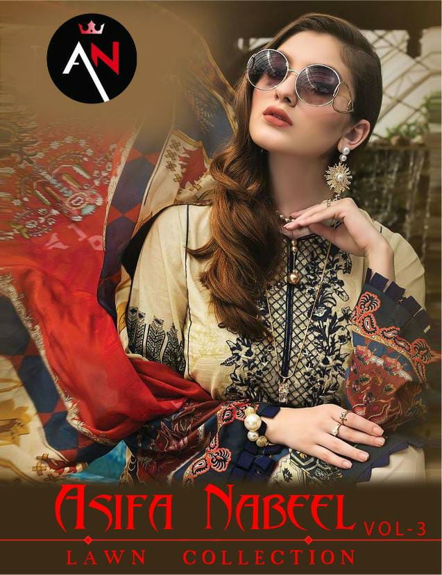 Asifa Nabeel Lawn Collection VOl 3 Cambric Pakistani Suits 