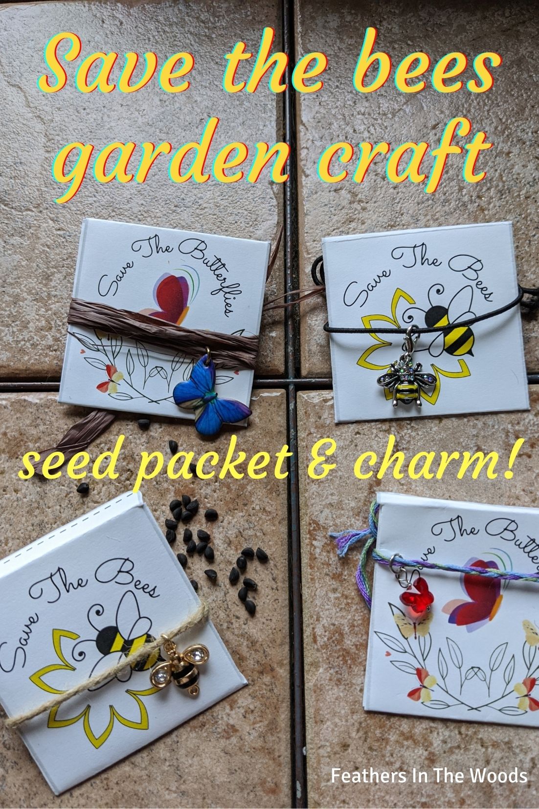 Seed packet & charm craft Feathers in the woods