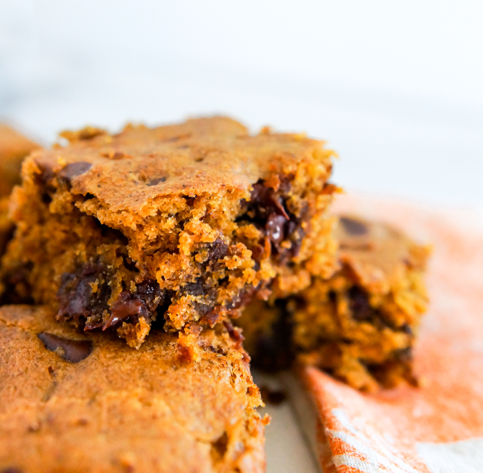 GlutenFree Pumpkin Chocolate Chip Bars Bake at 350°
