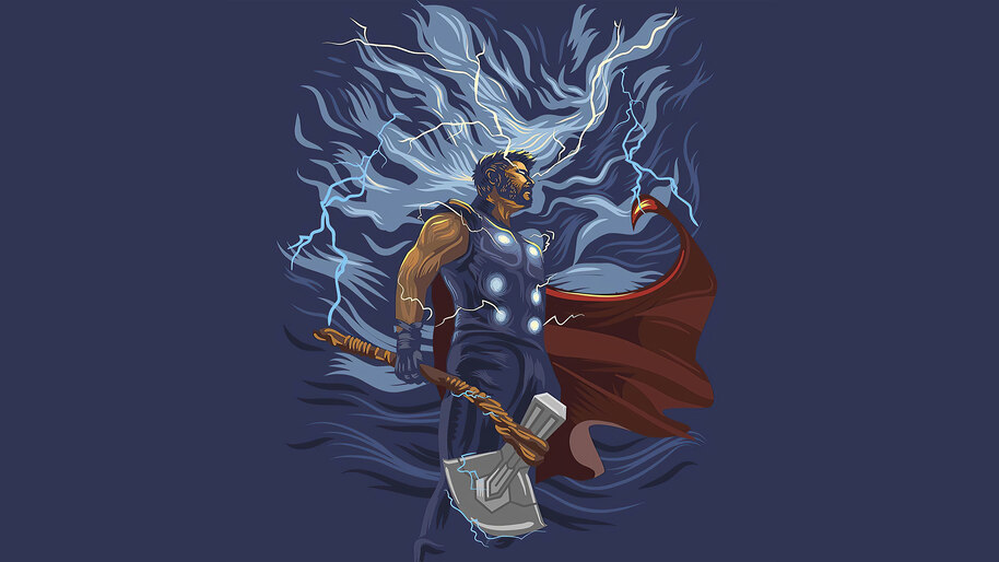 Thor, Stormbreaker, Axe, Minimalist, 4K, #6.2768 Wallpaper PC Desktop