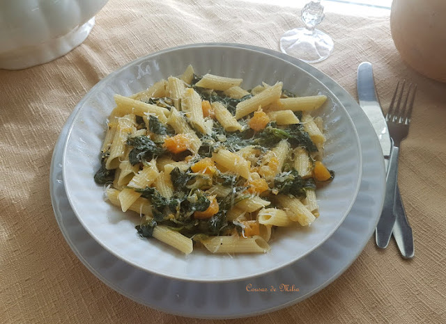 Pasta con espinacas y calabaza #lunessincarne