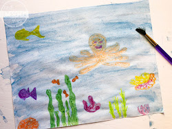 crayon watercolor ocean craft paint painting drawing scene