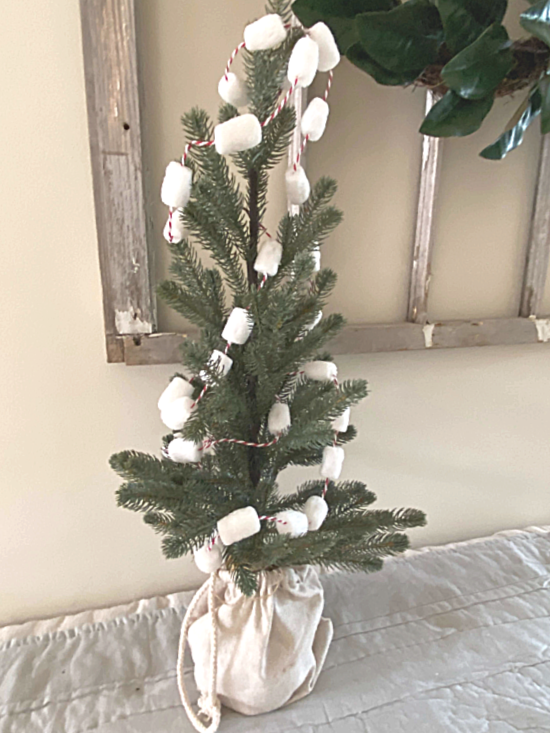 small tree with marshmallow garland