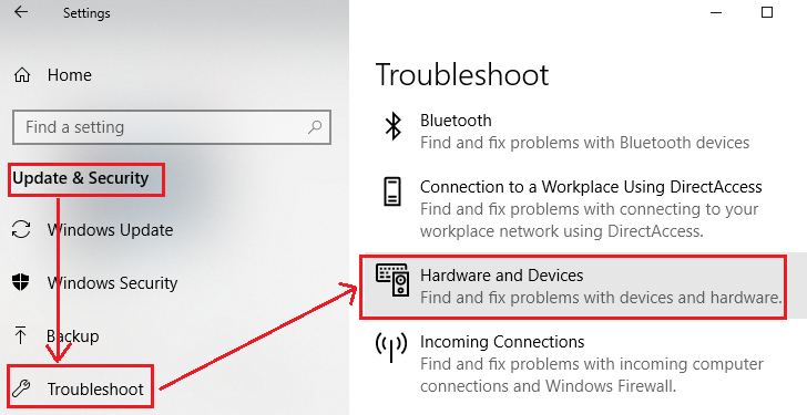 Risoluzione dei problemi hardware e dispositivi