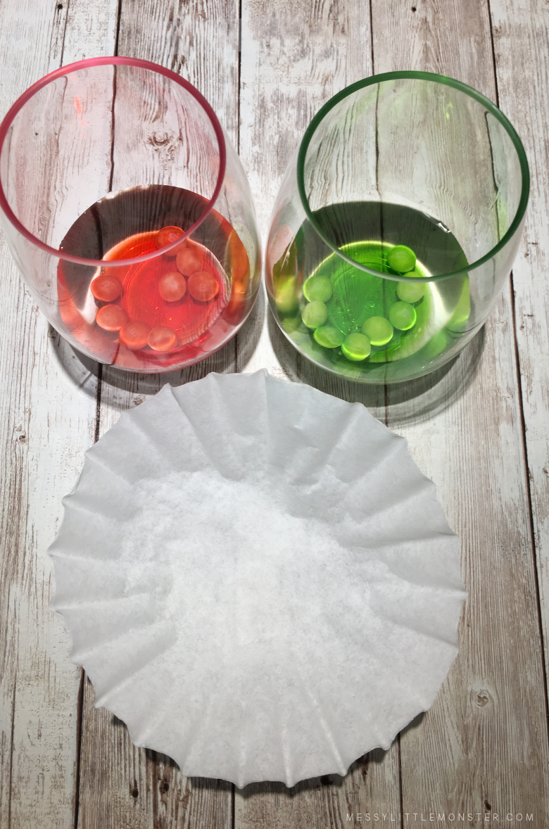 Coffee Filter Snowflakes Craft Made with Skittles Paint! Messy