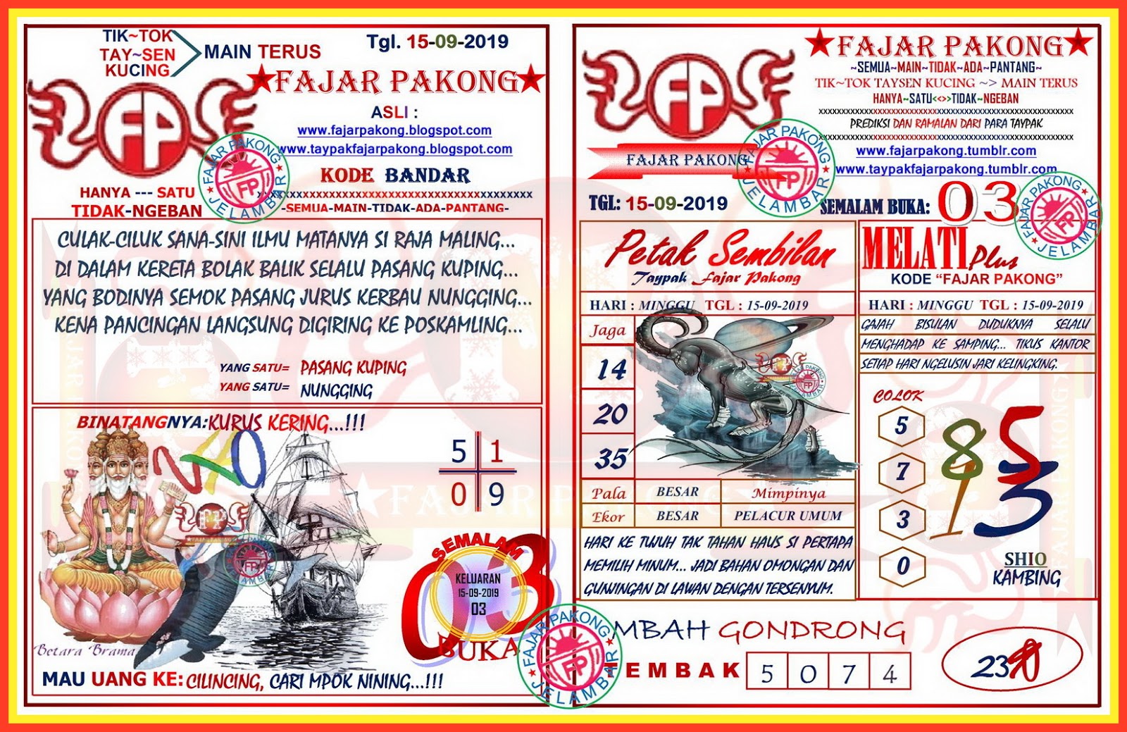 Tay Pak Fajar Pakong Lama Hari Ini Kode 15 09 2019