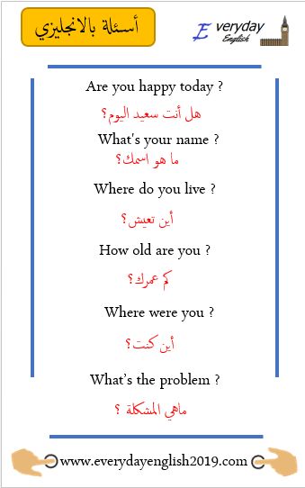 أهم الأسئلة باللغة الإنجليزية مترجمة إلى PDF