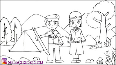 Cara Menggambar dan Mewarnai Tema Pramuka yang Bagus dan Mudah untuk Pemula