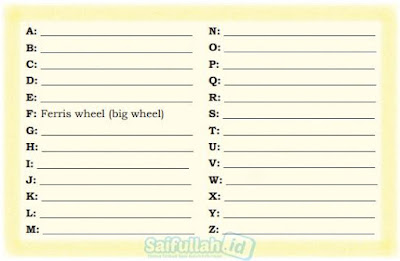 VOCABULARY BUILDER  Look at the pictures in the warmer section again. Make a list of any words (nouns or verbs) that are related to the pictures. The words that you find should start with letters A to Z.