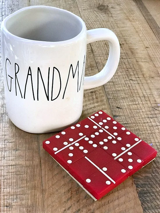 Red Domino coasters make great DIY holiday gifts. 