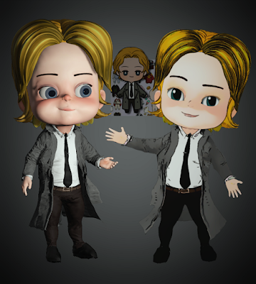 3D TET Character based on my Oppa Doll Avatar used as the base for a 2D character.