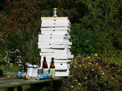Pizza boxes and beer bottles at end of summer