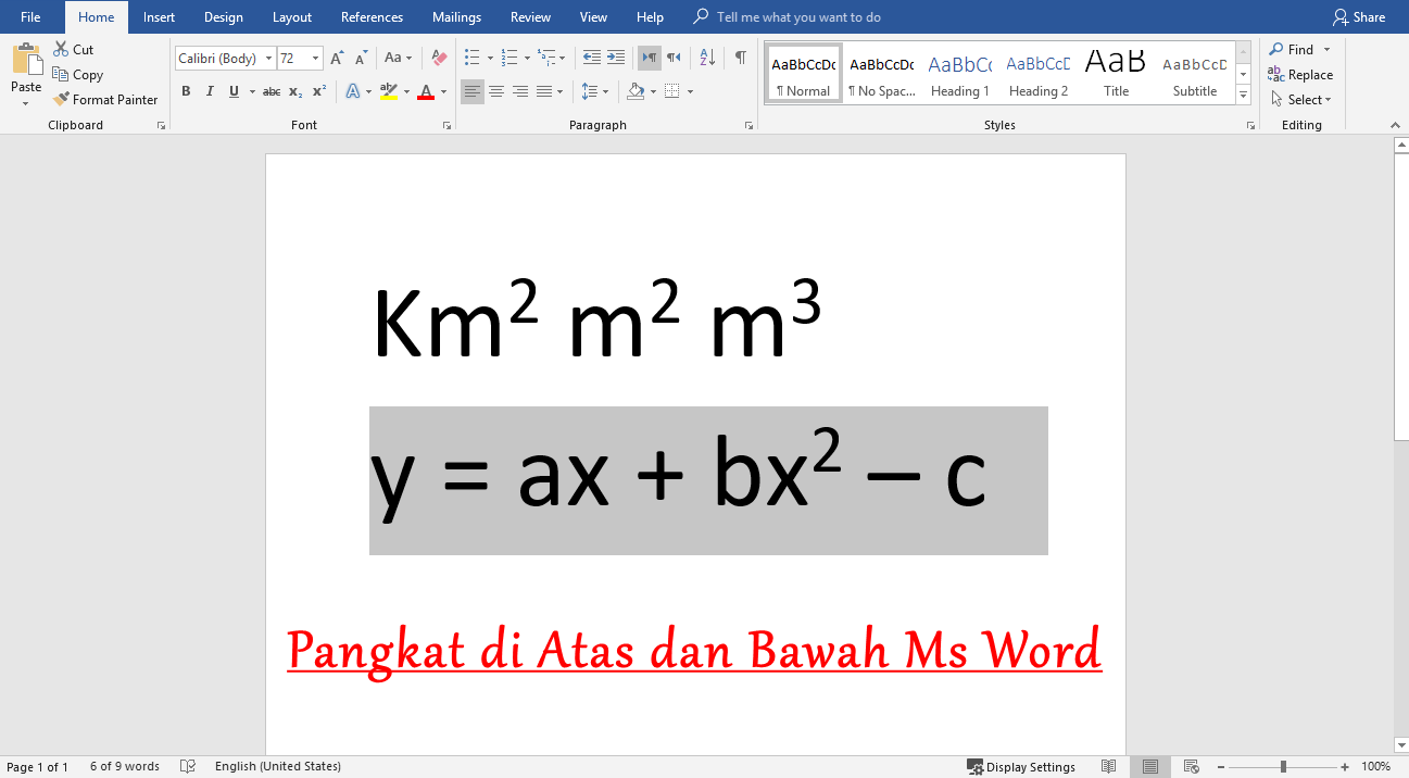 Cara Membuat Pangkat Atas & Bawah di Word (m2