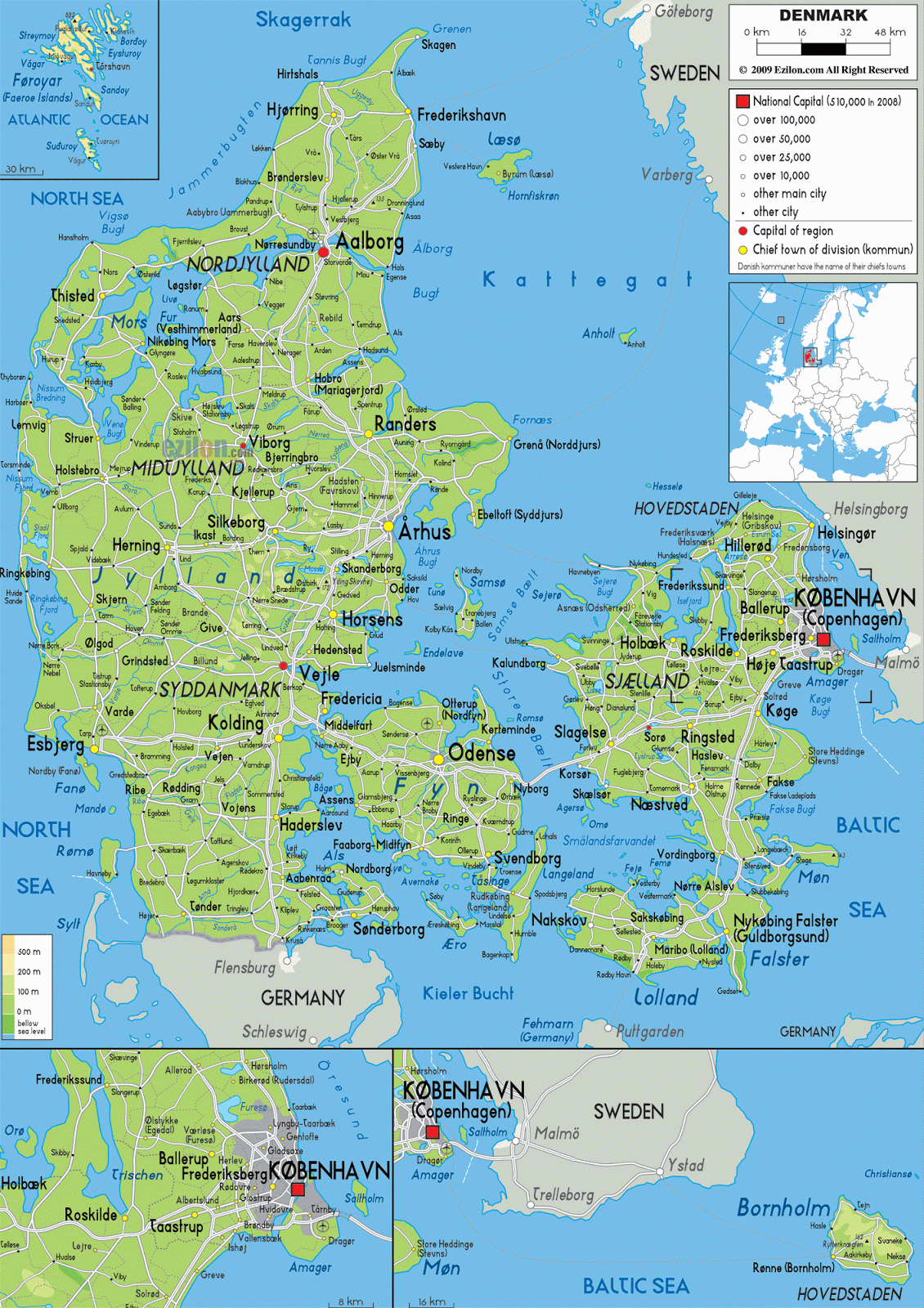 Dänemark - Geographische Karten von Dänemark - Alle Deutschland