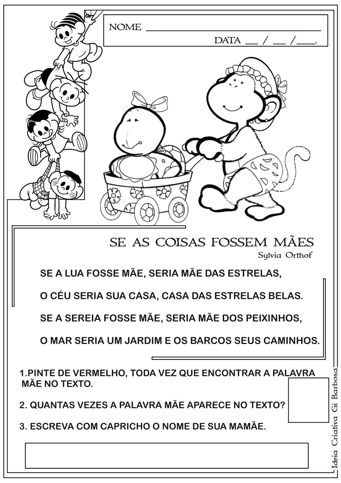 Atividade Dia das Mães - Se as coisas fossem Mães