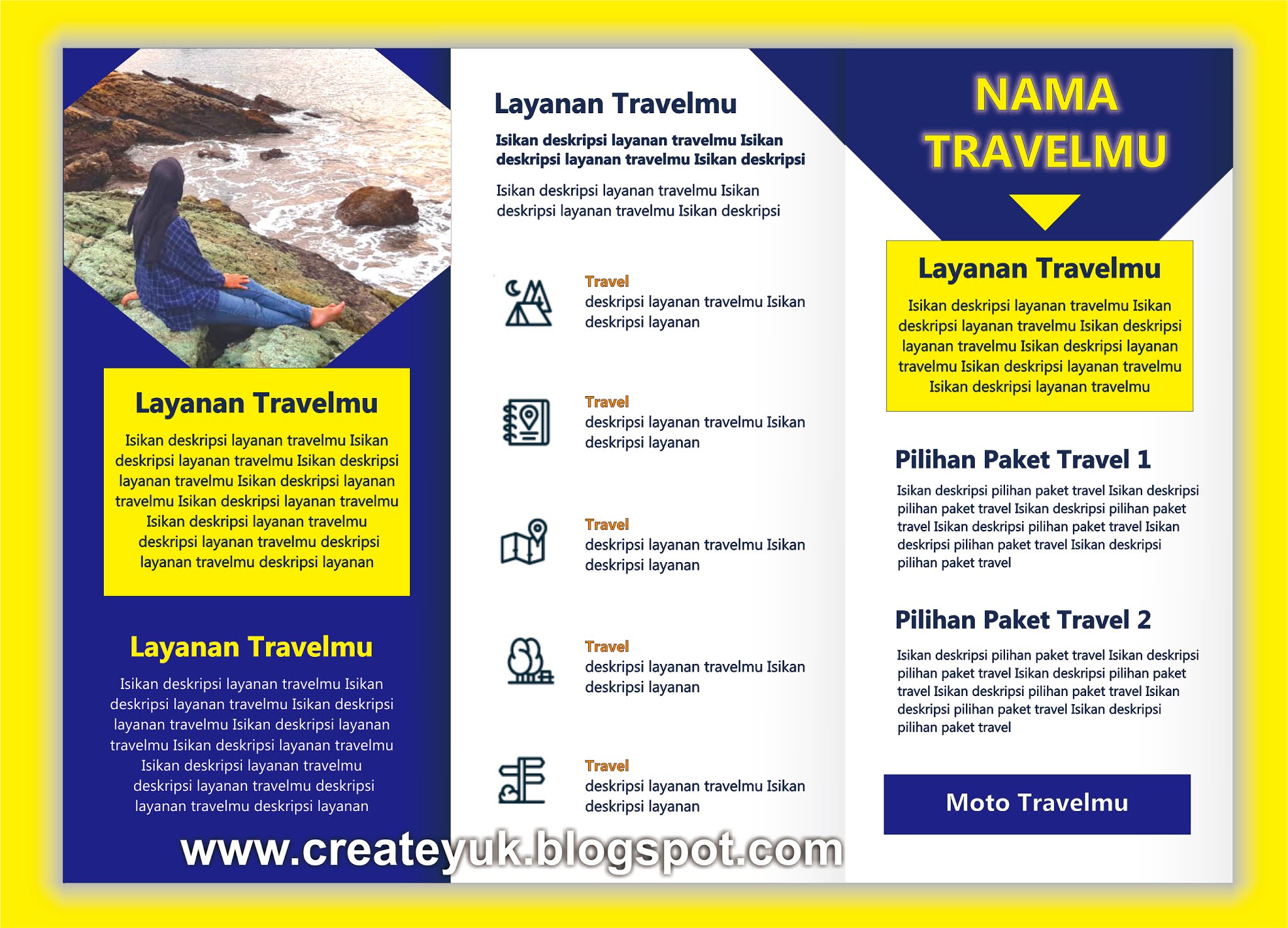 Brosur travel wisata gratis Createyuk Panduan membuat