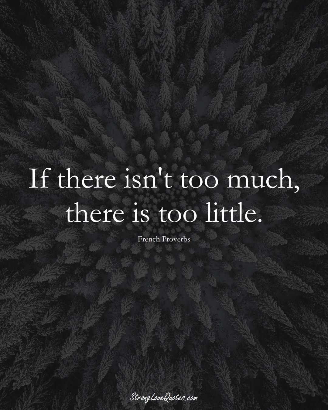 If there isn't too much, there is too little. (French Sayings);  #EuropeanSayings