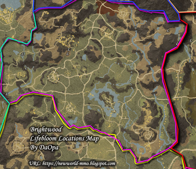 New World Brightwood lifebloom map