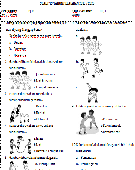 Soal Dan Kunci Jawaban Pjok Kls X